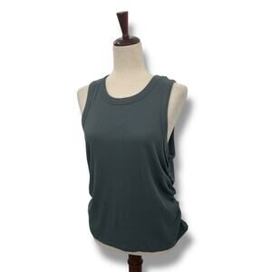 NEW Rebellious One Dark Gray Side Ruched Tank Top Size S Ribbed Cinched